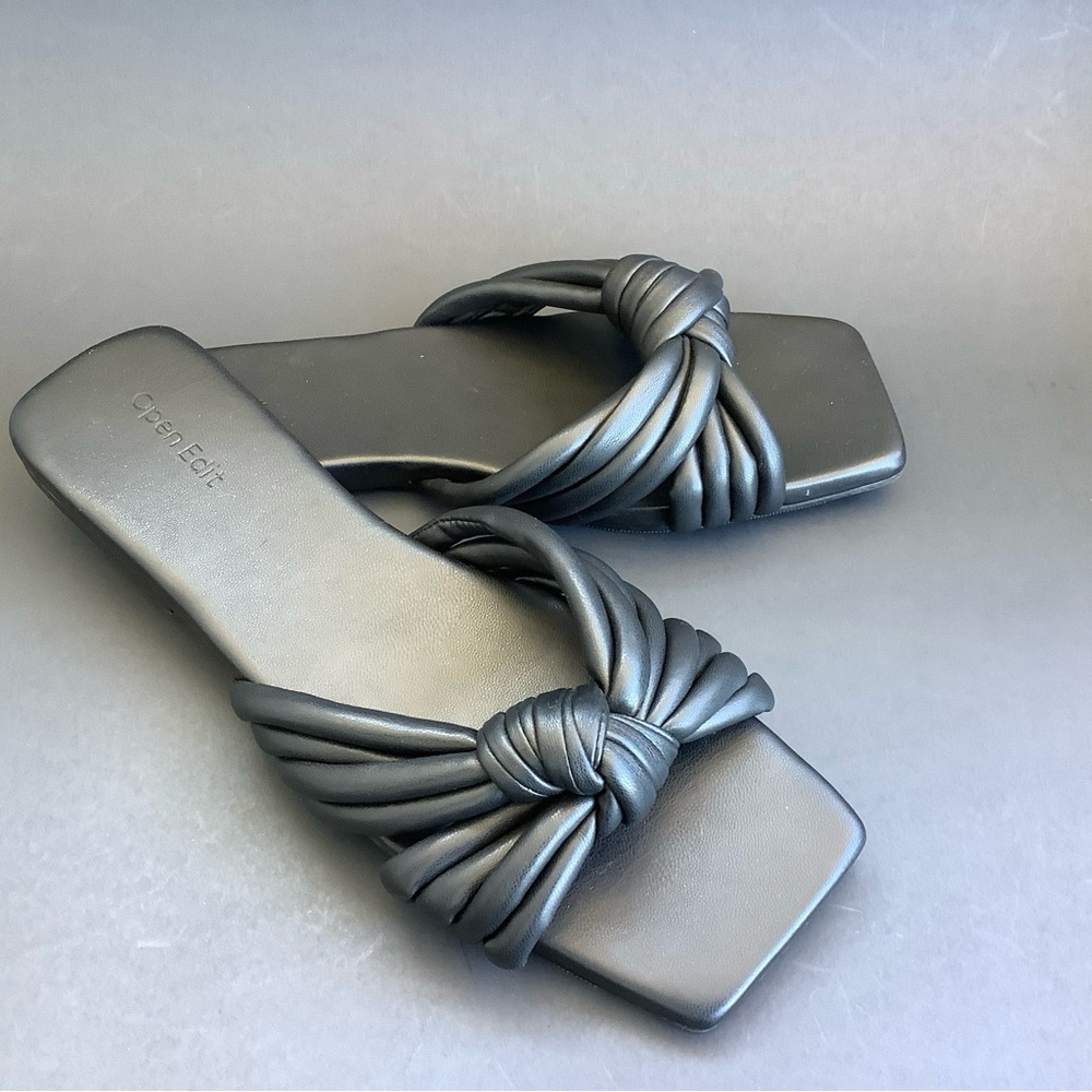 Open Edit Women's Black Edlilah-PU Flats Size: 8.5M
